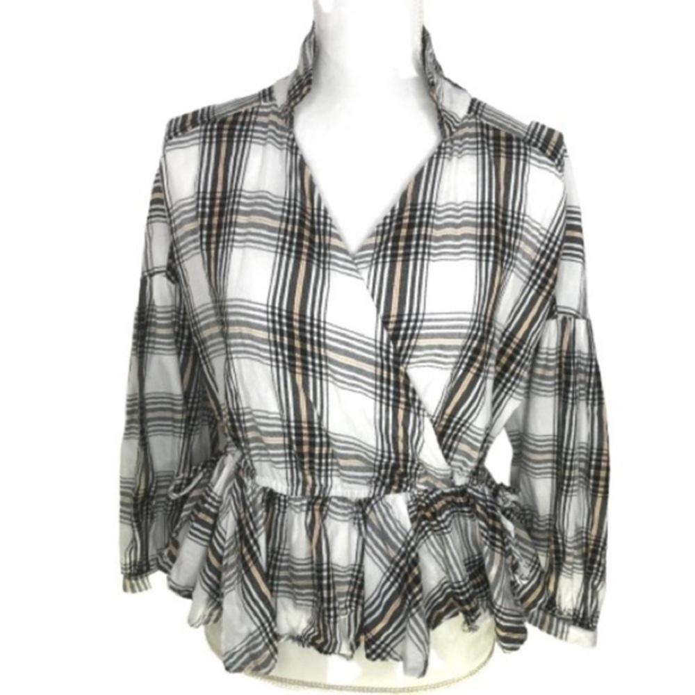 Plaid Crossover Peplum Vero Moda M